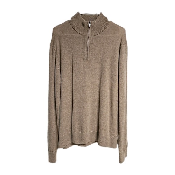 Banana Republic Other - Banana Republic 100% Merino Wool ‎ Quarter Zip Pullover Sweater Beige Men's Sz L